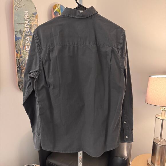 Vintage Stussy Button up Long sleeve Shirt Sz M Grey - Picture 2 of 6